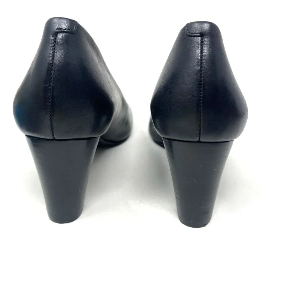 Ralph Lauren Black Leather 3” Pumps Block Heels Women’s Size 8M *Excellent - Picture 5 of 9